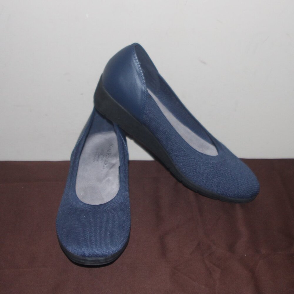 a13   NICE LADIES KIM ROGERS LOW WEDGE FLATS - 9 - NAVY BLUE